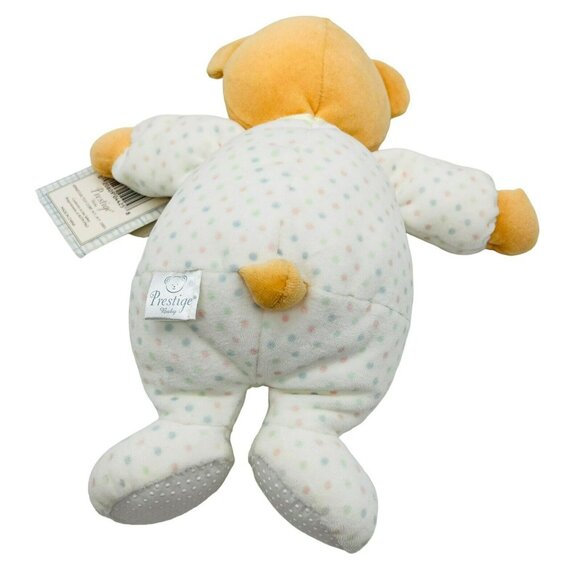 Prestige Baby Brown Bear Footie Pajamas Rattle Pastel Polka Dots Tags 11 inch - Picture 4 of 10
